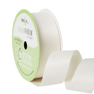 Offray Renew Wired 22 mm Double Face Satin Ribbon Antique White 22 mm x 2.74 m