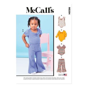 McCall's M8394 Toddlers' Knit Bodysuits and Pants Pattern White 6 Months - 4 Years