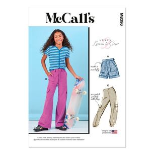 Mccalls M8396 Girls' Shorts and Cargo Pants Pattern White 7 - 14 Years