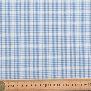 Yarn Dyed Tea Towel Check 112 cm Cotton Fabric Regatta Blue 112 cm