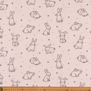 Bunny Outline 112 cm Flannelette Fabric Neutral 112 cm