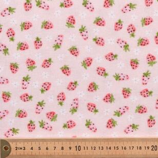 Strawberries 112 cm Cotton Flannelette Fabric Soft Pink 112 cm