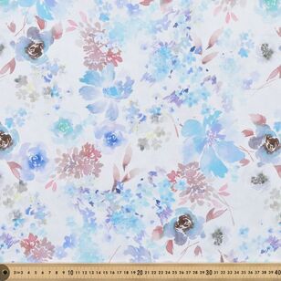 Hand Painted Garden 112 cm Cotton Fabric Blue 112 cm