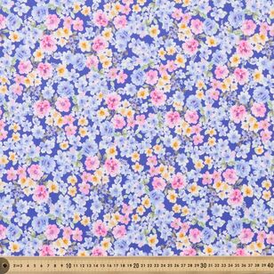 Violets and Roses 112 cm Cotton Fabric Purple 112 cm