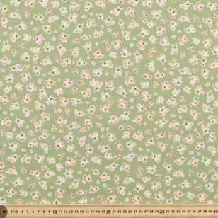 Vintage Rose Scatter 112 cm Cotton Fabric Green 112 cm