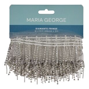 Maria George Diamante Fringe Trim Silver 65 mm x 2 m