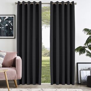 Emerald Hill Brooke Blockout Eyelet Curtains Charcoal 140 - 220 x 223 cm