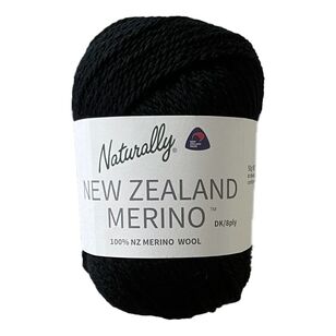 Naturally New Zealand Merino 8 Ply Wool Black 50 g