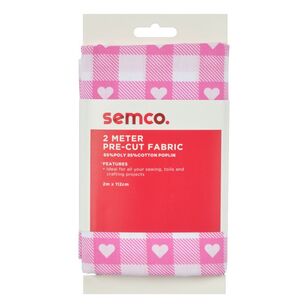 Semco Check Hearts Pre-cut Fabric Super Pink 2 m x 112 cm