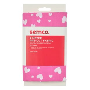 Semco Hearts Pre-cut Fabric Super Pink 2 m x 112 cm