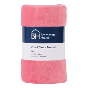 Brampton House Coral Fleece Blanket Pink 180 x 220 cm