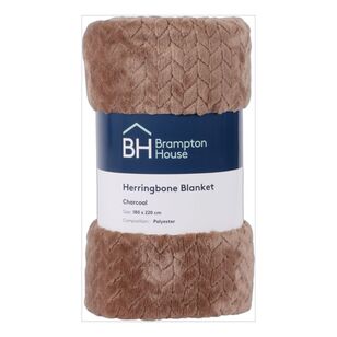 Brampton House Herringbone Blanket Charcoal 180 x 220 cm