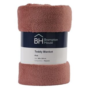 Brampton House Teddy Blanket Pink 180 x 220 cm