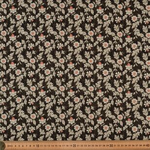 Thistle Flowers 108 cm Cotton Fabric Black 108 cm
