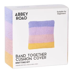 Abbey Road Cushion Cover Knitting Kit Blue, Purple, Pink & Yellow