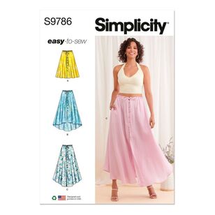 Simplicity S9786 Misses' Skirt With Hemline Variations Pattern White