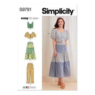 Simplicity S9791 Misses' Tops, Skirt and Pants Pattern White