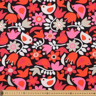 Jocelyn Proust Bird Floral 150 cm Multipurpose Cotton Fabric Navy & Pink 150 cm