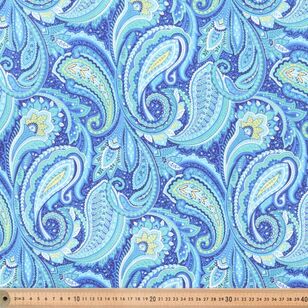 Fabric Traditions Jellybean Paisley 112 cm Cotton Fabric Teal 112 cm