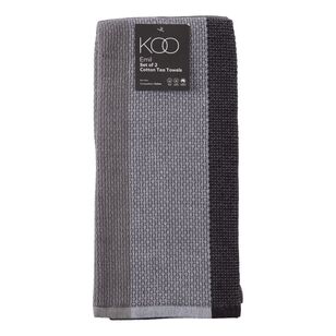 KOO Emil Cotton Tea Towel 2 Pack Black