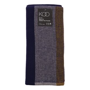 KOO Emil Cotton Tea Towel 2 Pack Navy