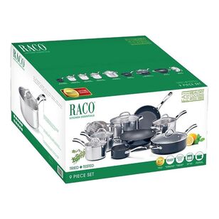 Raco Kitchen Essentials Non-stick/Stainless Steel Induction 9 Piece Cookware Set Black & Stainless Steel