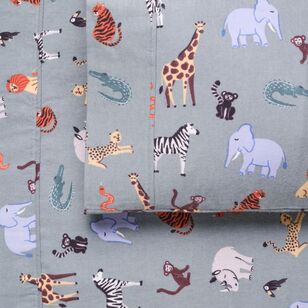 Kids House Flannelette Sheet Set Safari