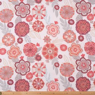 Indi Embroidered Floral 150 cm Patterned Cotton Canvas Fabric Blush 150 cm