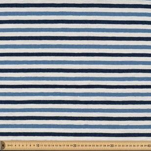 Chenille Stripe 140 cm Decorator Fabric Blue 140 cm