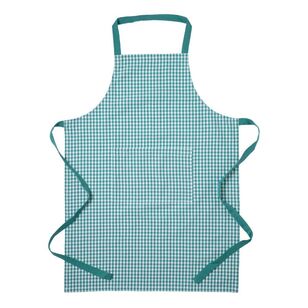 KOO Gingham Cotton Apron Teal & White