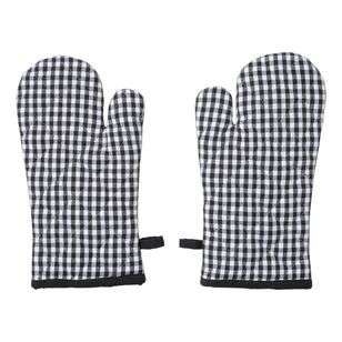 KOO Gingham Double Oven Mitt Black & White