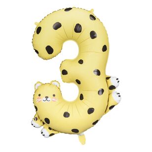 Five Star Jumbo Number 3 Cheetah Foil Balloon Multicoloured