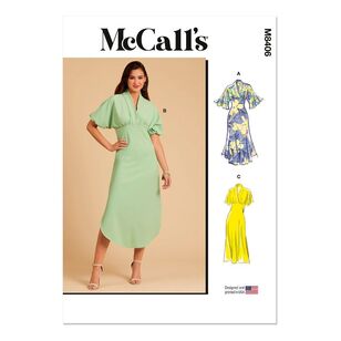 Mccalls M8406 Misses' Dress with Sleeve and Hemline Variations Pattern White