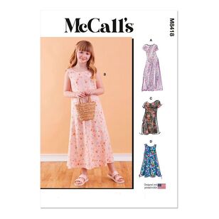Mccalls M8418 Girls' Dress in Two Lengths Pattern White 7 - 16
