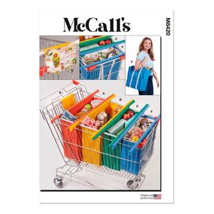 Mccalls M8420 Shopping Cart Bags and Coupon Case Pattern White One Size