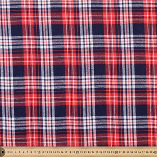 Yarn Dyed Plaid 112 cm Flannelette Fabric Navy and Red 112 cm