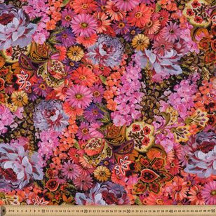 Burnt Gerberas 112 cm Lawn Fabric Multicoloured 112 cm