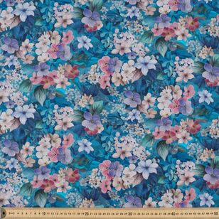 Cascading Hibiscus 112 cm Lawn Fabric Bluejay 112 cm