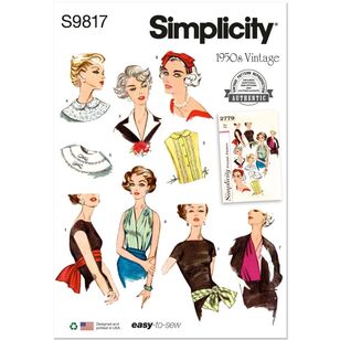 Simplicity S9817 Misses' Neckwear, Headband, Dickey and Sash-Belt Pattern White One Size
