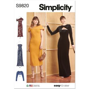 Simplicity S9820 Misses' Knit Dresses and Shrug Pattern White