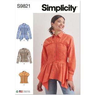 Simplicity S9821 Misses' Blouse with Corset Pattern White