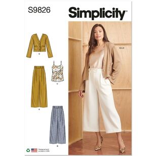 Simplicity S9826 Misses' Pants, Camisole and Cardigan Pattern White
