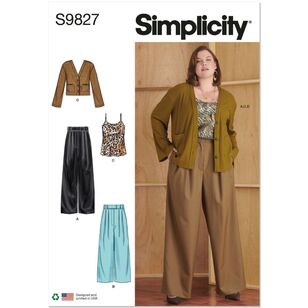 Simplicity S9827 Misses' Pants, Camisole and Cardigan Pattern White