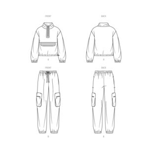 Simplicity S9828 Unisex Sweatshirt and Pants Pattern White XS - XXL