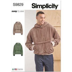 Simplicity S9829 Men's Half Zip Hoodie Pattern White S - XL