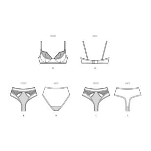 Simplicity S9833 Misses' and Women's Bra, Panty and Thong Pattern by Madalynne Intimates White All Sizes