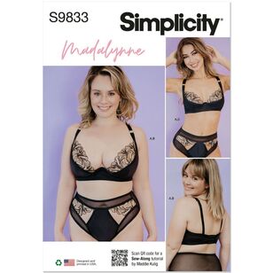 Simplicity S9833 Misses' and Women's Bra, Panty and Thong Pattern by Madalynne Intimates White All Sizes