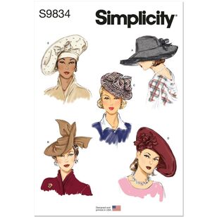 Simplicity S9834 Misses' 1930's and 1940's Hats Pattern White One Size