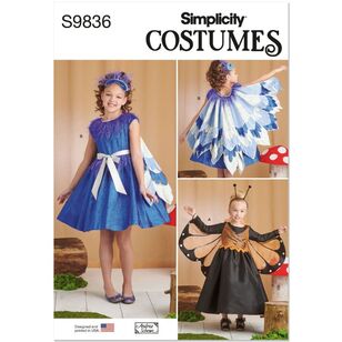 Simplicity S9836 Children's and Girl's Costume Pattern by Andrea Schewe Designs White