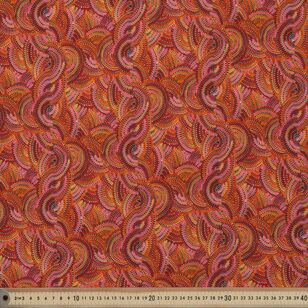 Warlukurlangu Jukurrpa (Fire country Dreaming) 148 cm Rayon Fabric.  Red 148 cm